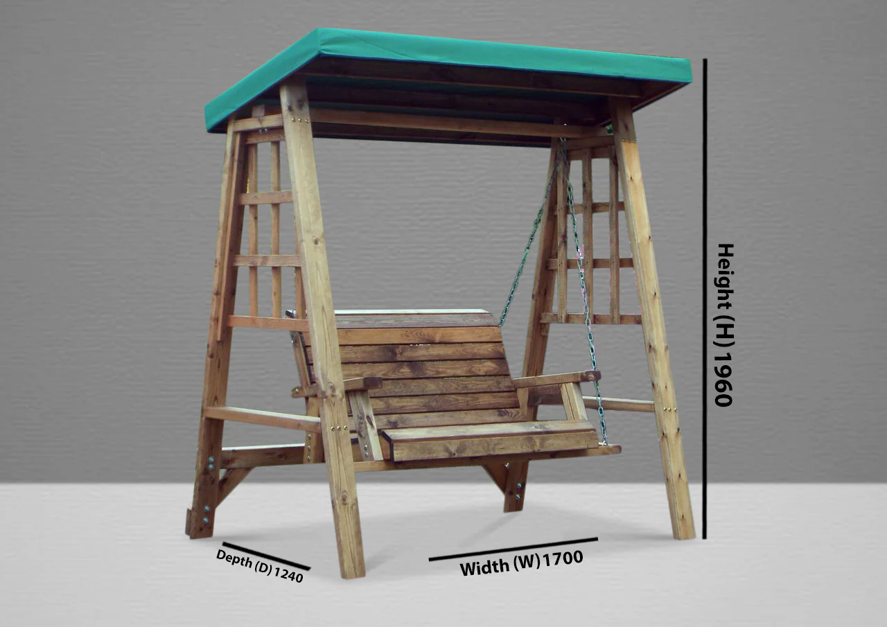 HB133G - Dorset Two Seater Swing Green - Image 5