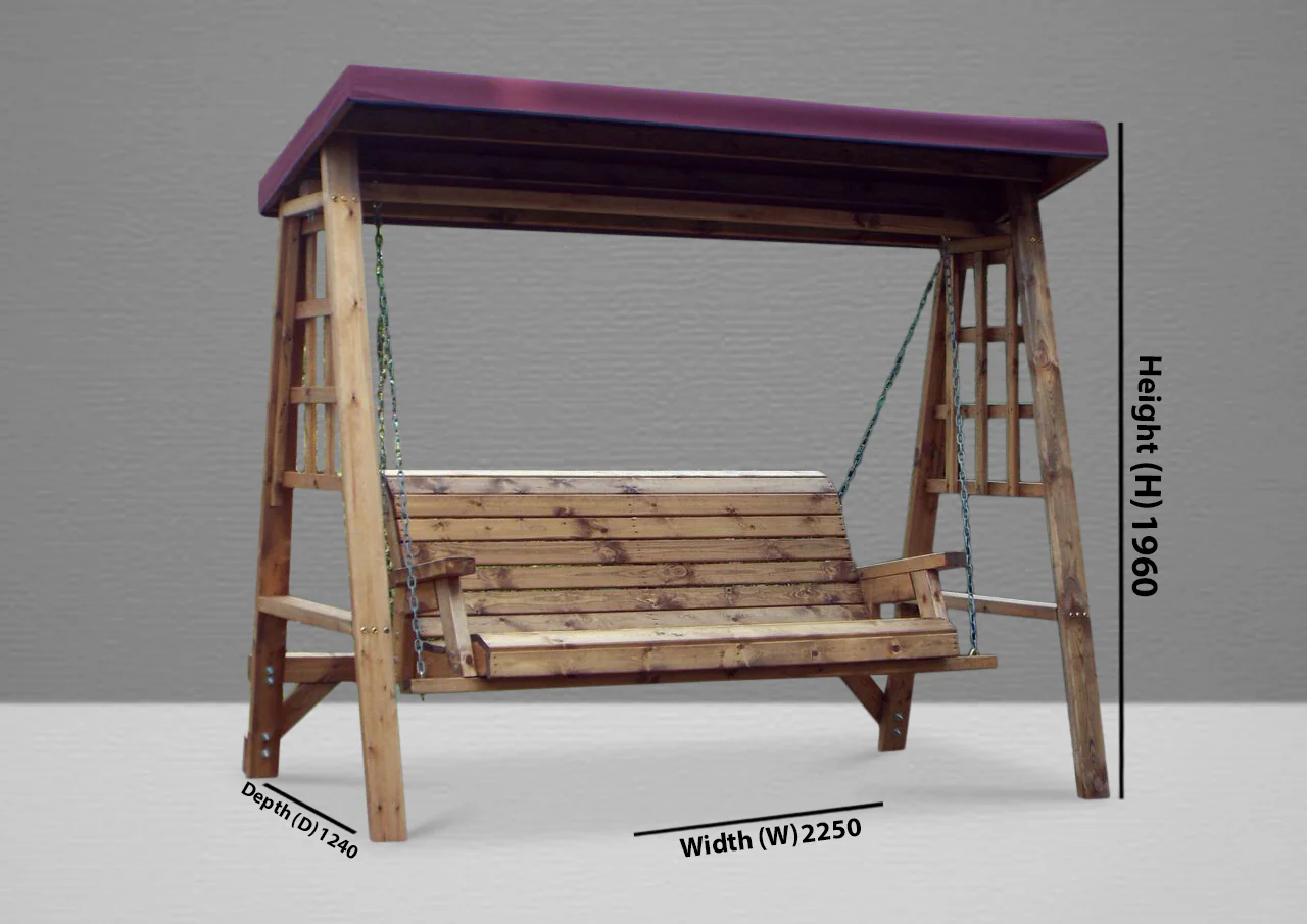 HB134B - Dorset Three Seater Swing Burgundy - Image 4