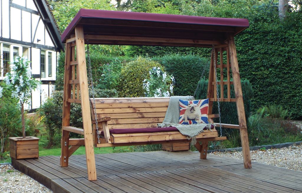 HB134B - Dorset Three Seater Swing Burgundy - Image 7