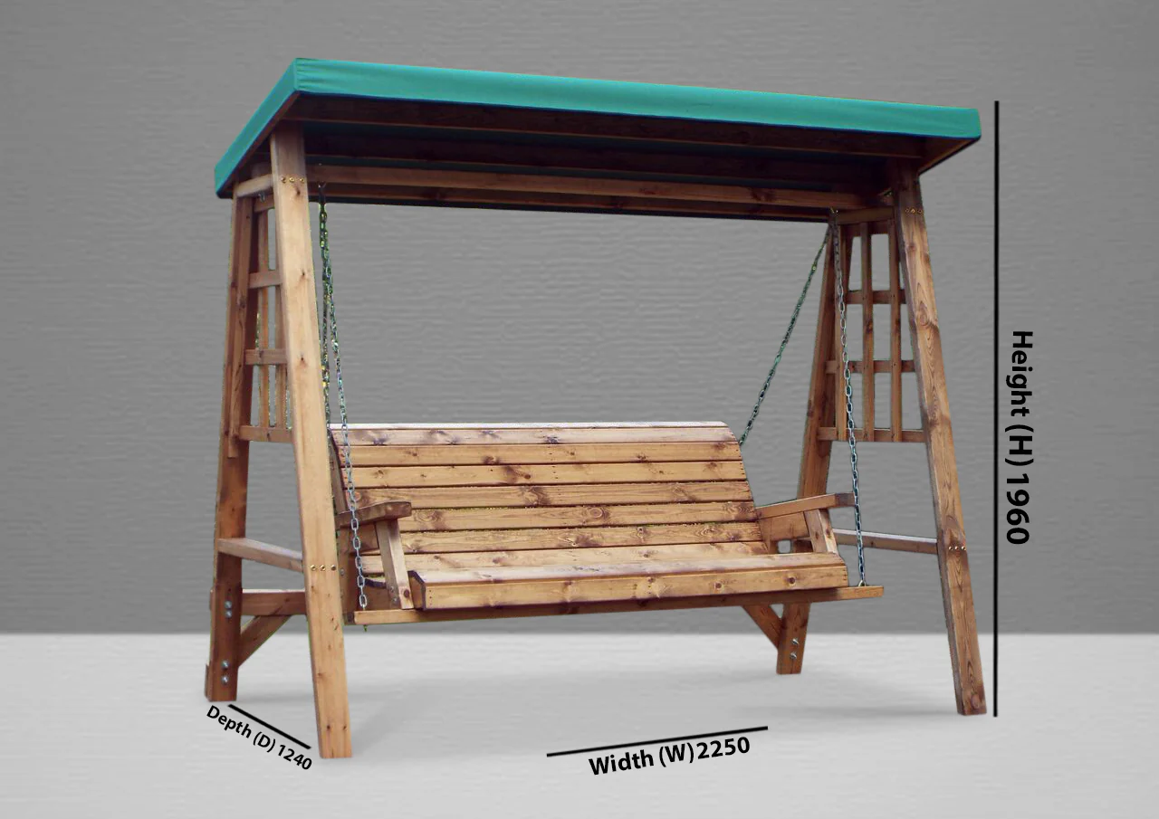 HB134G - Dorset Three Seater Swing Green - Image 5