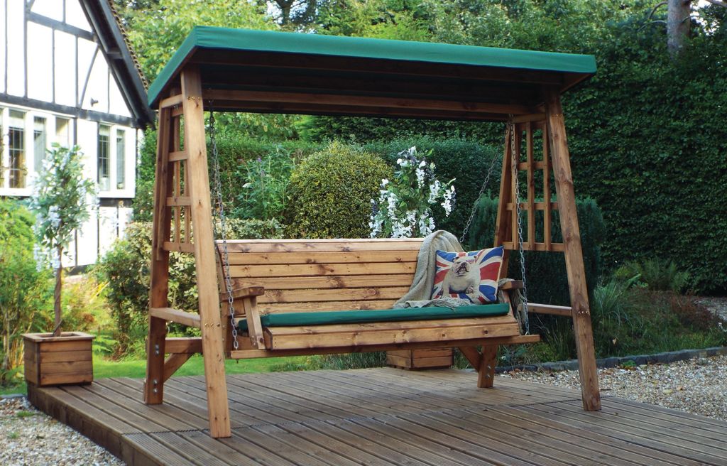 HB134G - Dorset Three Seater Swing Green - Image 6