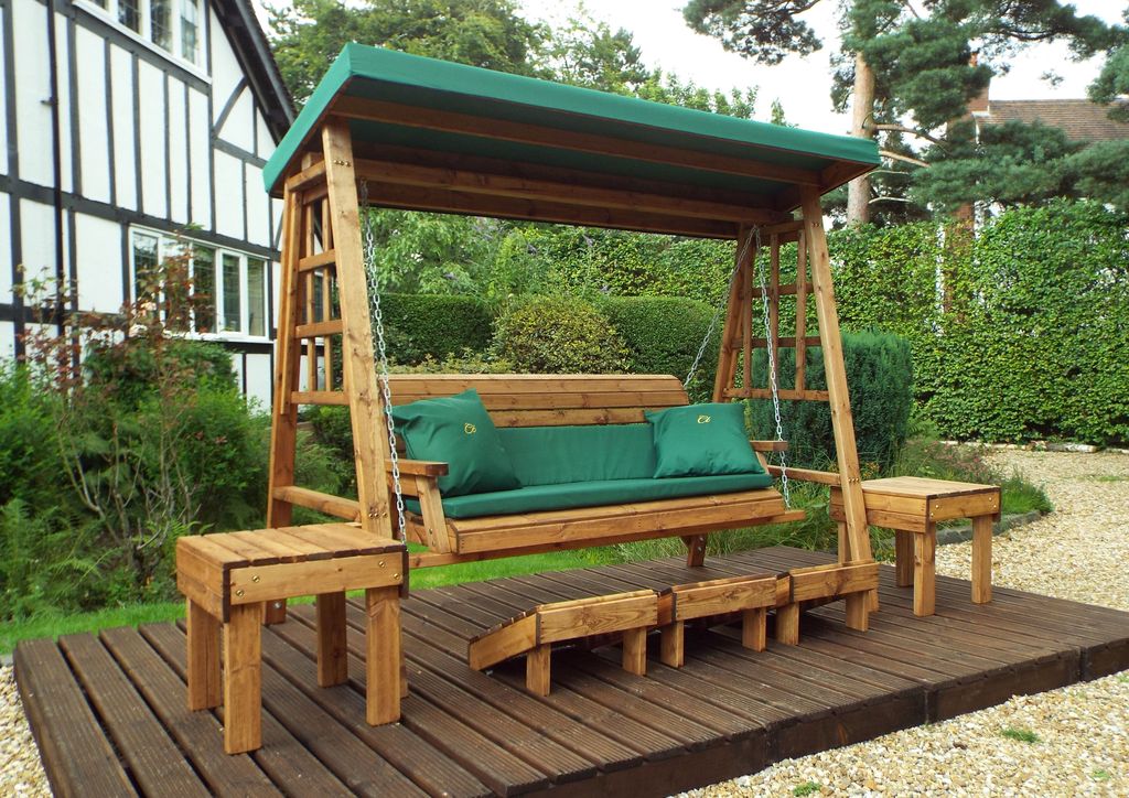 HB134G - Dorset Three Seater Swing Green - Image 8