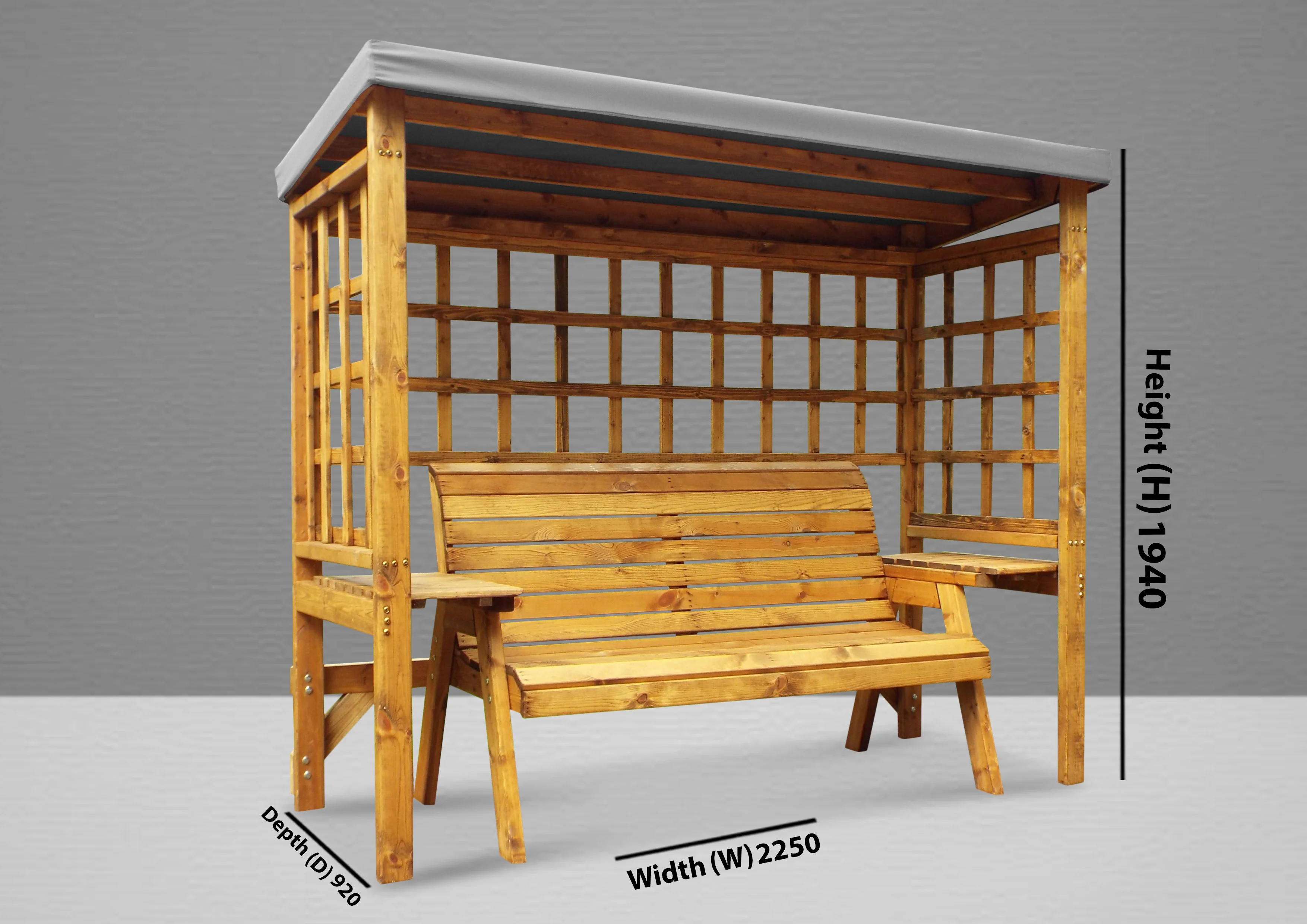 HB145GR - Wentworth Three Seater Arbour Grey - Image 4